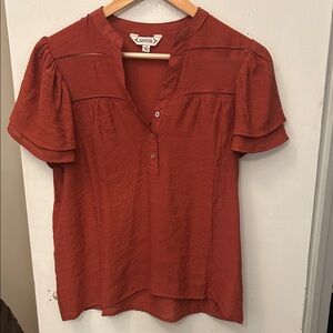 Nanette Lepore Rust Blouse with Button Accents